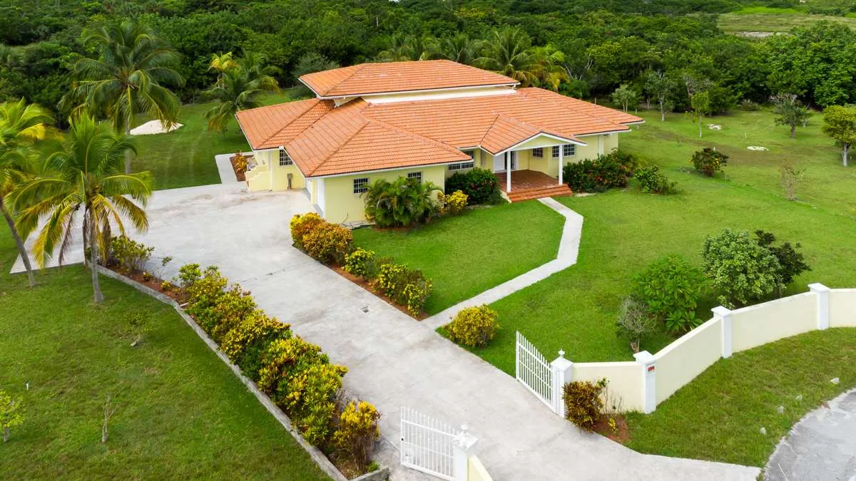 Bahamia Grand Bahama Island Home Aerial with Driveway & Gate